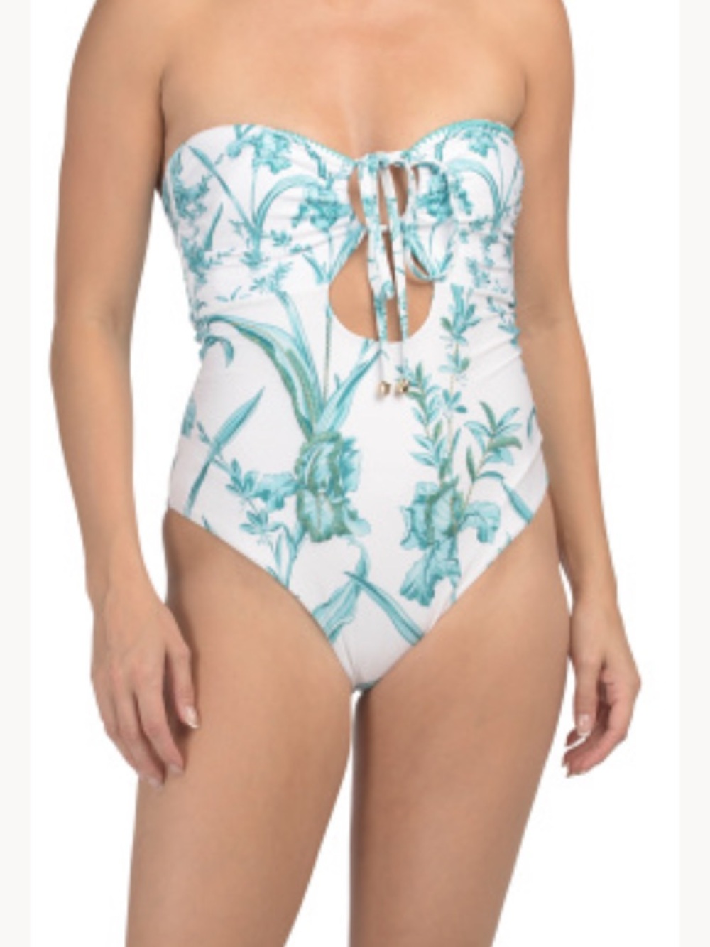 Cosita Linda Reversible One-Piece Swimsuit with Teal Floral Print NWT size L